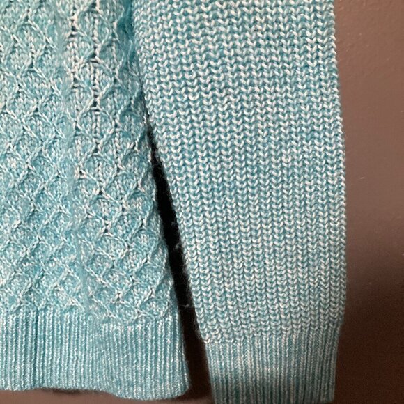 Talbots Women Sweater Pullover Size M Blue Turtleneck Quilted Knit Classic - Picture 4 of 8